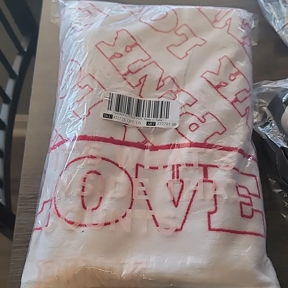 Victoria's Secret White & Red PINK Logo Terry Beach Towel